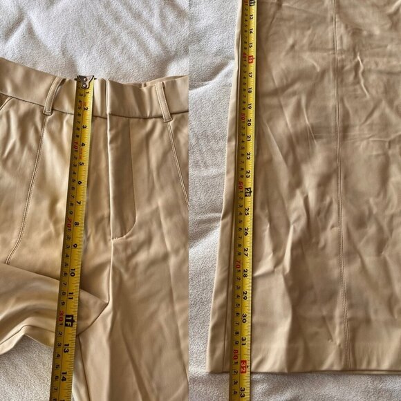NWOT ZARA Ecru Wide Leg High Waist Vegan Leather Trouser Pant M - Picture 12 of 16